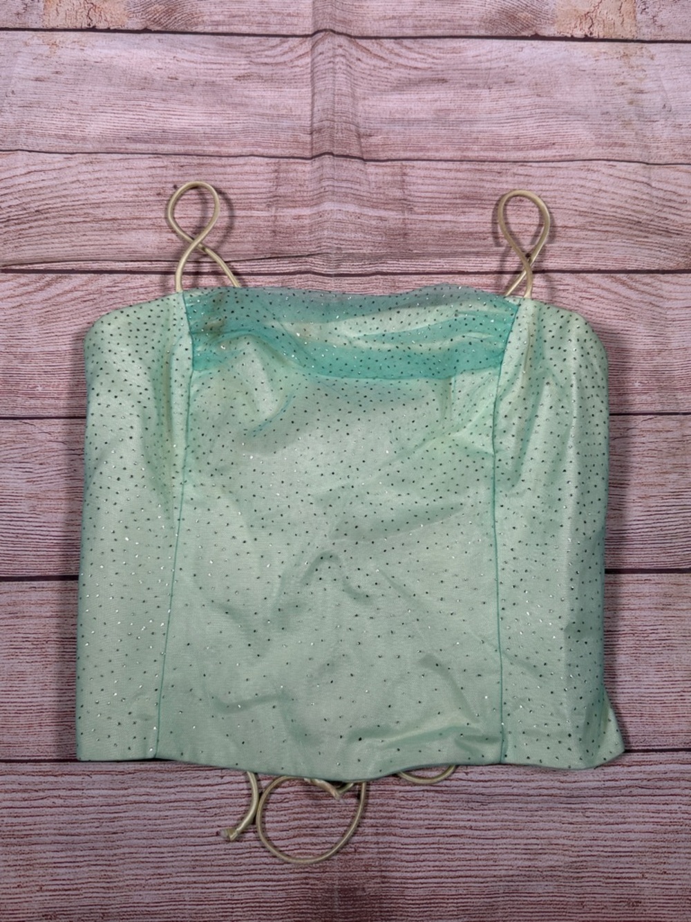 Festival Rave 90s‎ Y2K Mint Green Rhinestone Lace Up Corset Crop Top